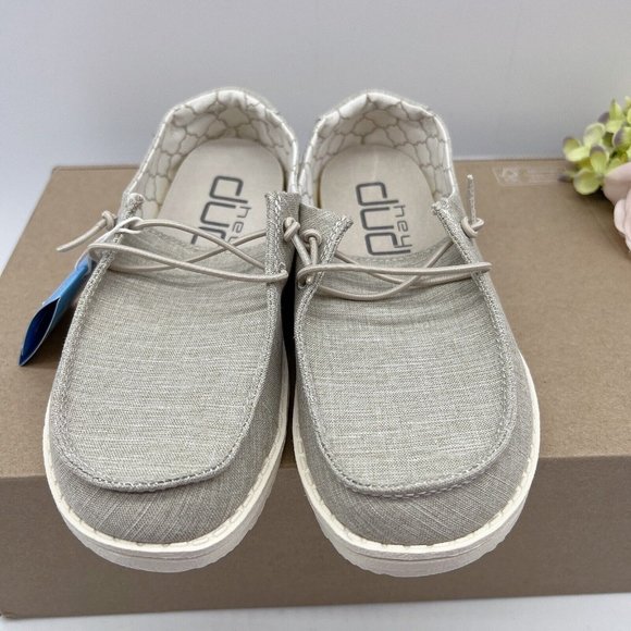 Hey Dude Wendy Linen Beige Slip On Shoe Big Kids/ Boys/ Girls Size EU 29/ US 10 - Picture 3 of 10